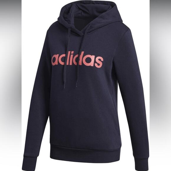 Adidas Fleece Hoodie Navy Pink - Picture 3 of 5